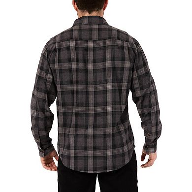 Men's Smith's Workwear Regular-Fit Plaid Two-Pocket Flannel Button-Down ...
