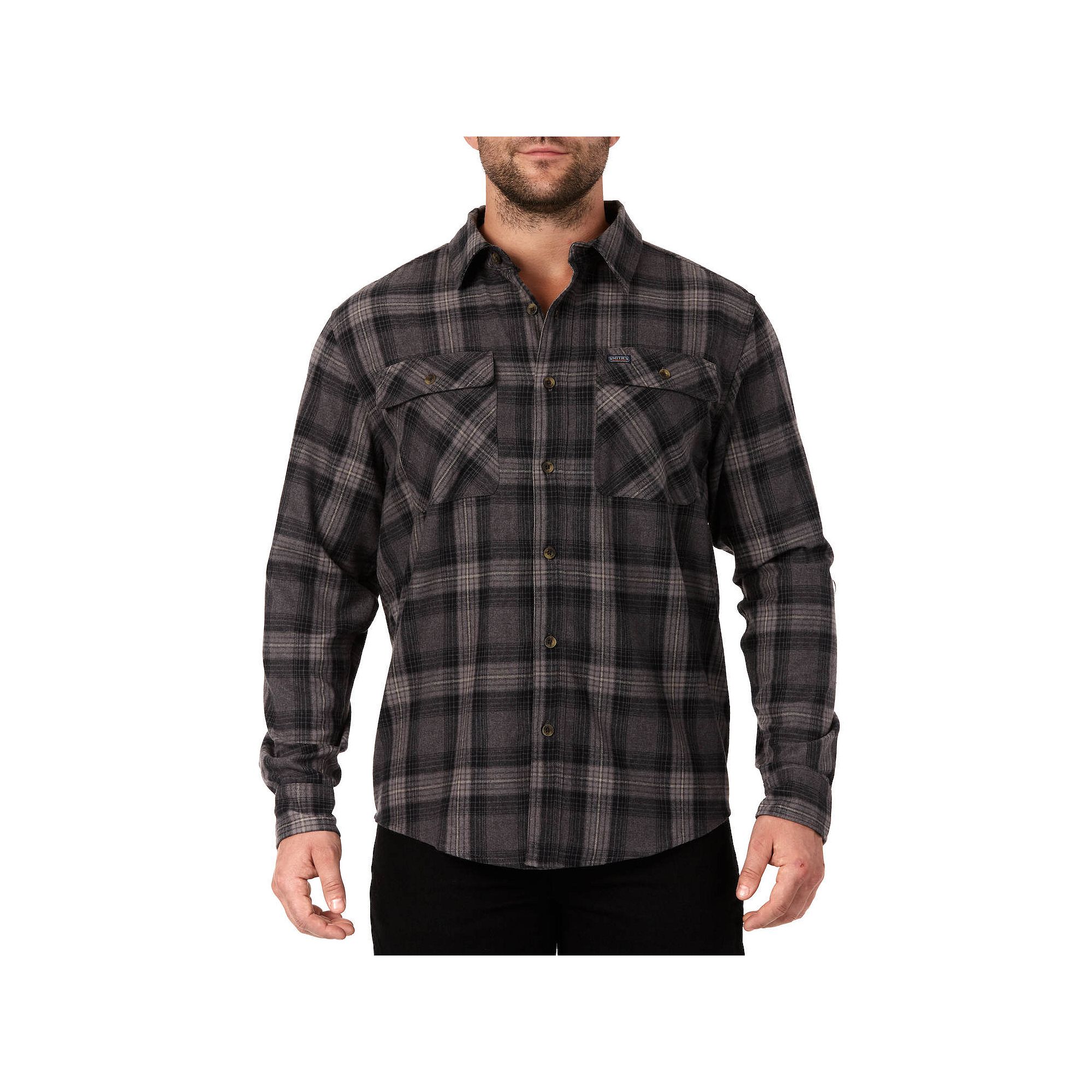 Mens Smiths Workwear Regular-Fit Plaid Two-Pocket Flannel Button-Down Shi
