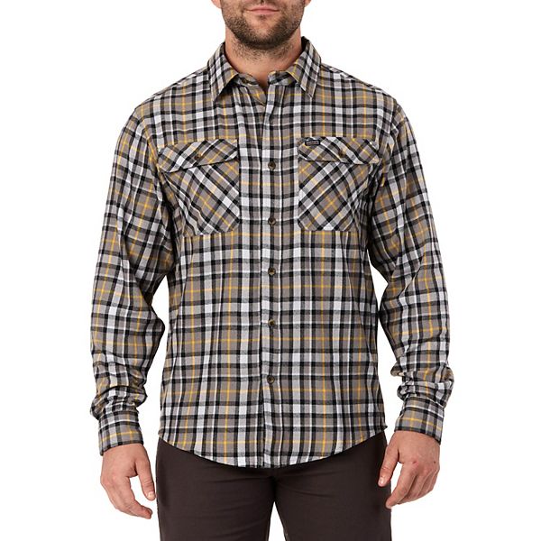 Men's Smith's Workwear Regular-Fit Plaid Two-Pocket Flannel Button-Down ...