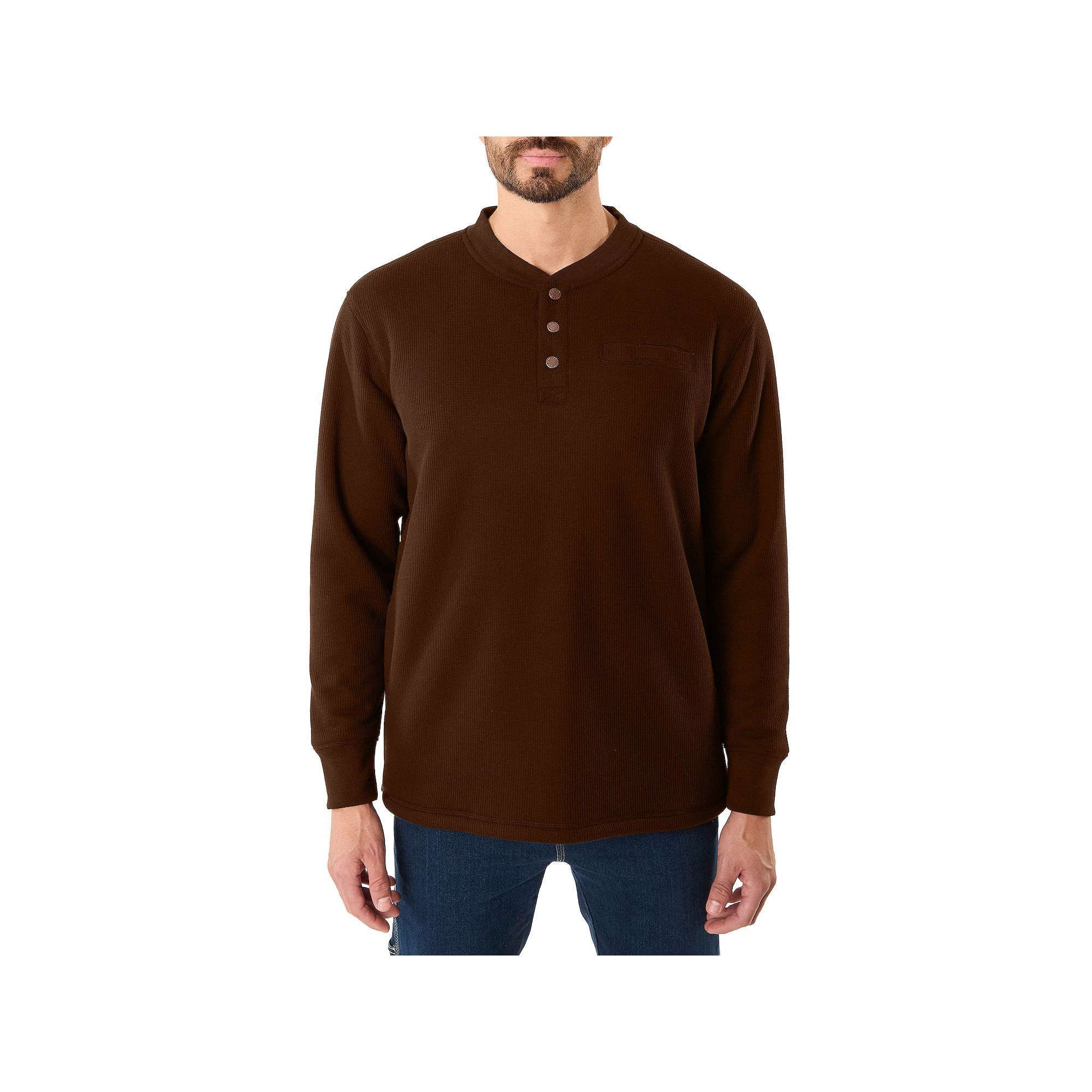 Mens Smiths Workwear Regular-Fit Sherpa Bonded Thermal Henley Pullover, S