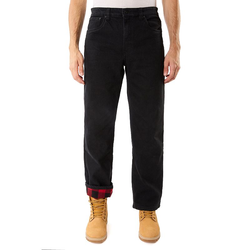 Men's Smith's Workwear Relaxed-Fit Buffalo Fleece-Lined 5-Pocket Jeans, Size: 36X34, Black