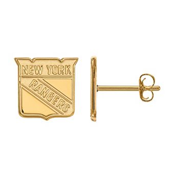 LogoArt New York Rangers 14k Gold Mini Logo Stud Earrings