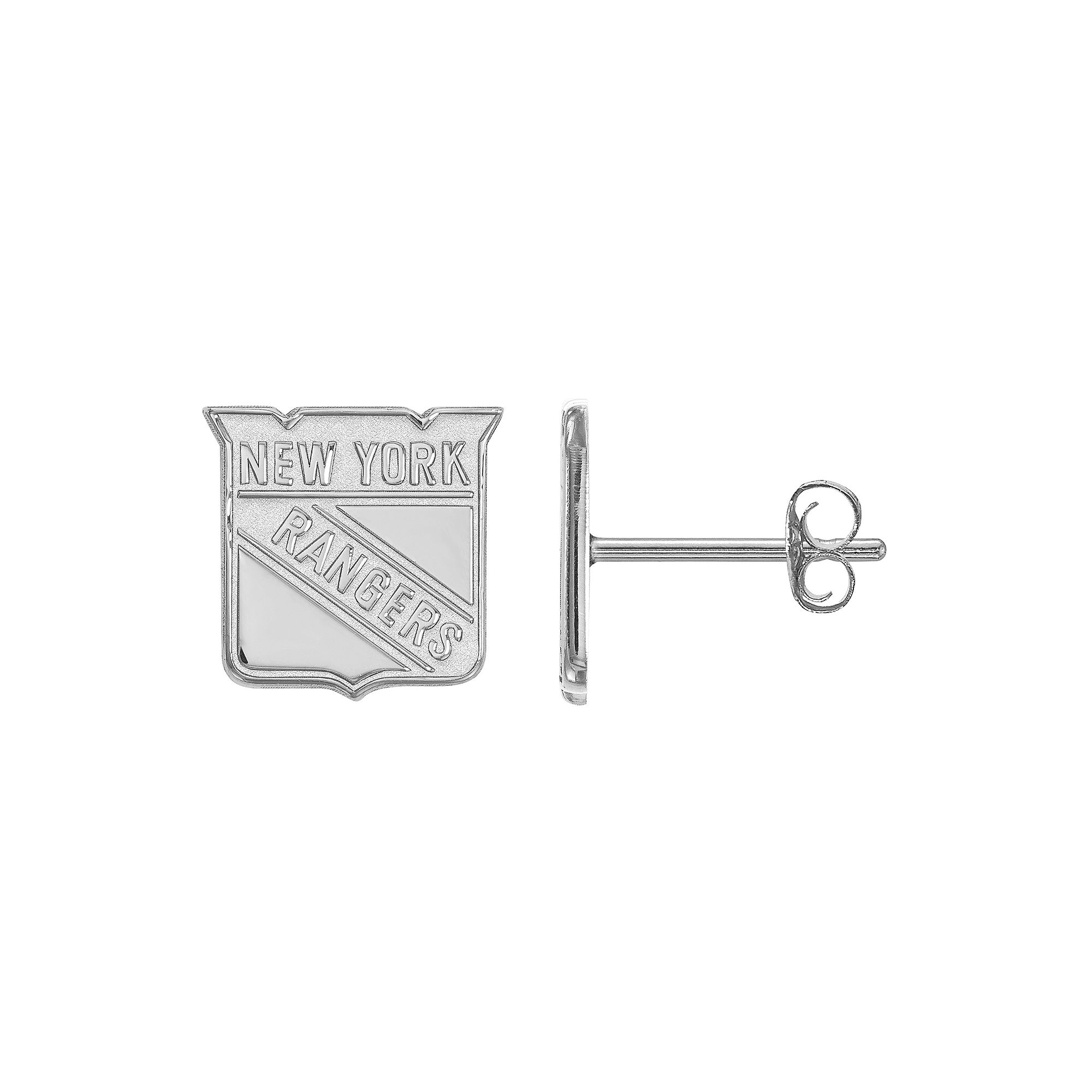 LogoArt New York Rangers Sterling Silver Mini Logo Stud Earrings, Womens
