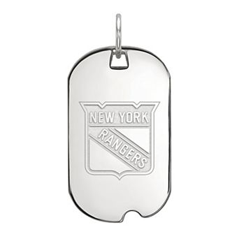 LogoArt New York Rangers Sterling Silver Small Logo Dog Tag Pendant