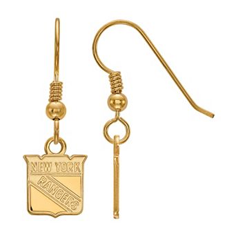 LogoArt New York Rangers Sterling Silver Small Logo Dangle Earrings