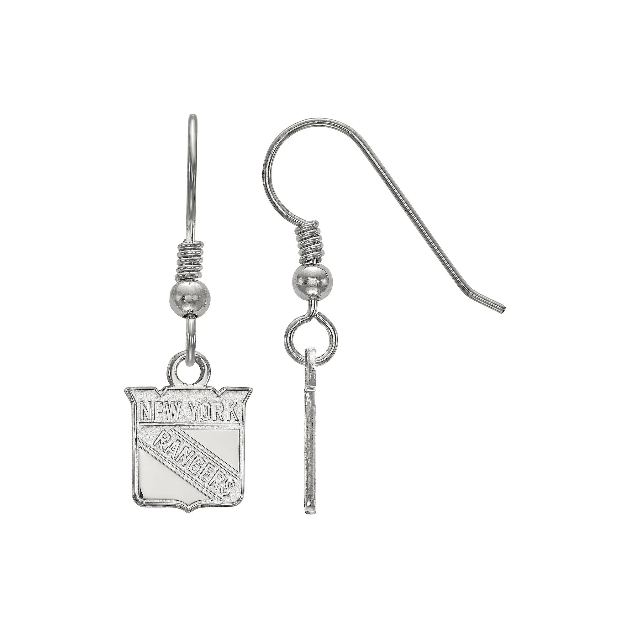 LogoArt New York Rangers Sterling Silver Small Logo Dangle Earrings, Women