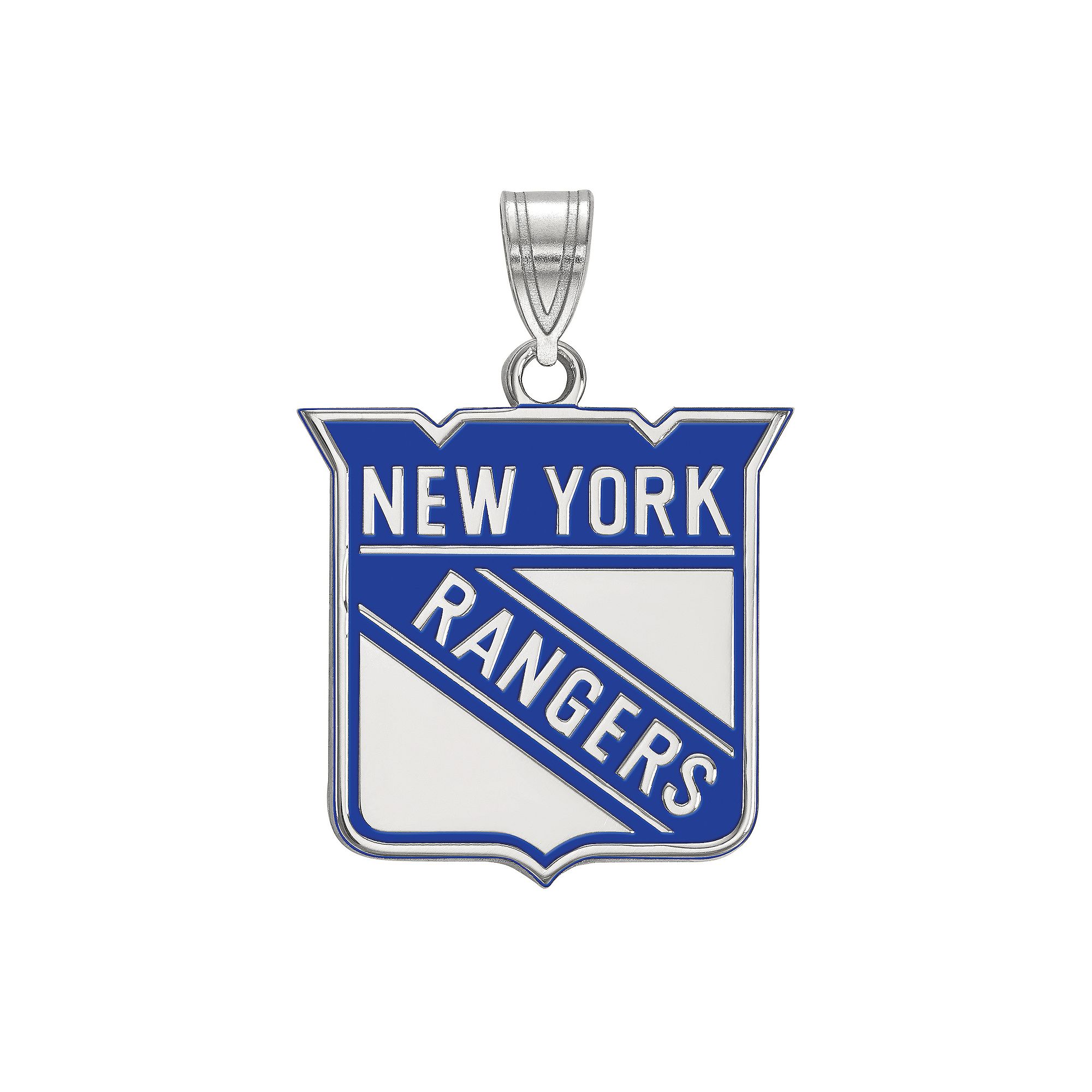 LogoArt New York Rangers Sterling Silver Large Enamel Pendant, Womens, Siz