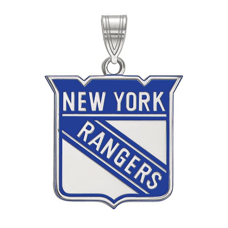 LogoArt New York Rangers Sterling Silver Large Enamel Pendant, Womens, Siz