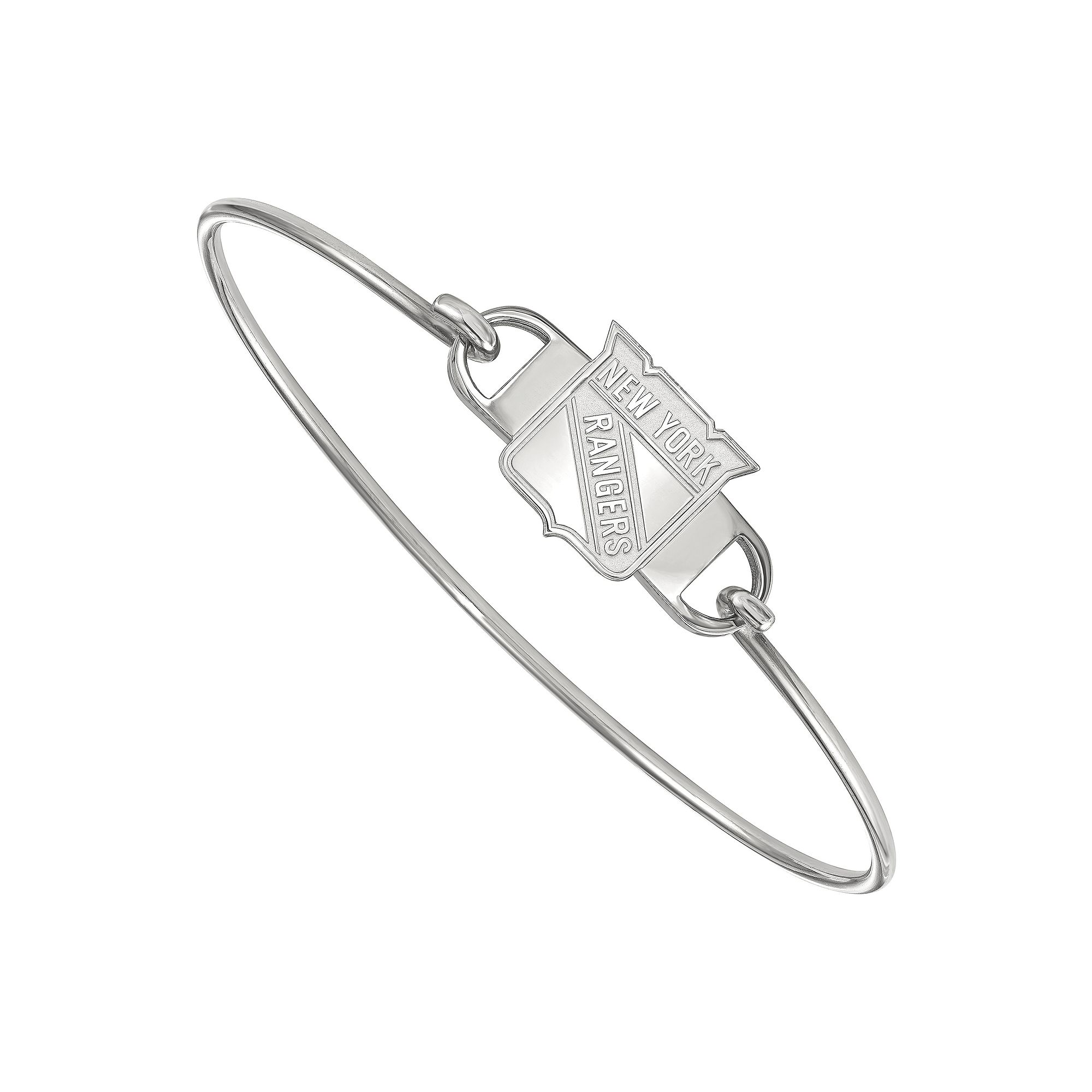 LogoArt New York Rangers Sterling Silver Wire Bangle Bracelet, Womens, Si
