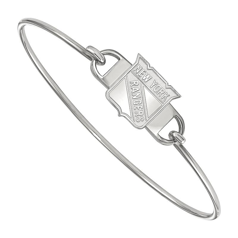 LogoArt New York Rangers Sterling Silver Wire Bangle Bracelet, Womens, Si