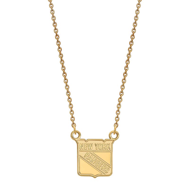 LogoArt New York Rangers 10k Gold Small Logo Pendant Necklace, Womens, Si