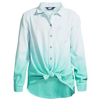 Girls 2-16 Lands' End Tie Front Flannel Shirt in Regular & Plus Size