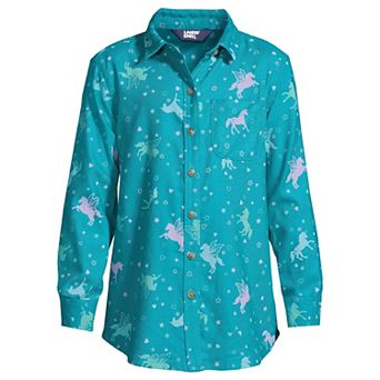 Girls 2-16 Lands' End Tie Front Flannel Shirt in Regular & Plus Size