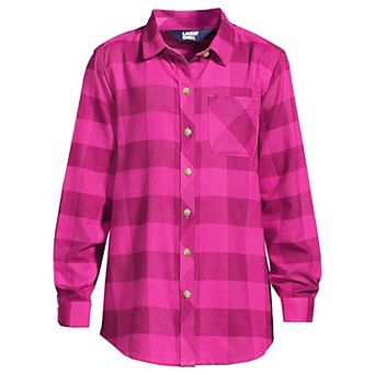 Girls 2-16 Lands' End Tie Front Flannel Shirt in Regular & Plus Size