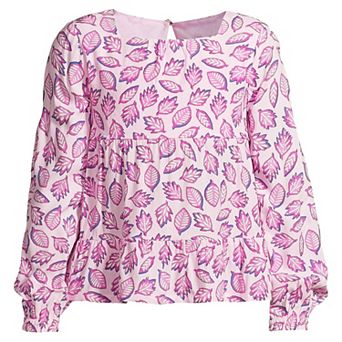 Girls 2-16 Lands' End Long Sleeve Tiered Top in Regular & Plus