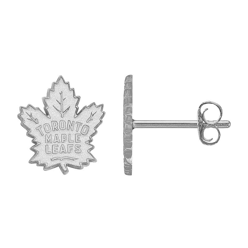 LogoArt Toronto Maple Leafs 10k Gold Mini Logo Stud Earrings, Womens, Grey