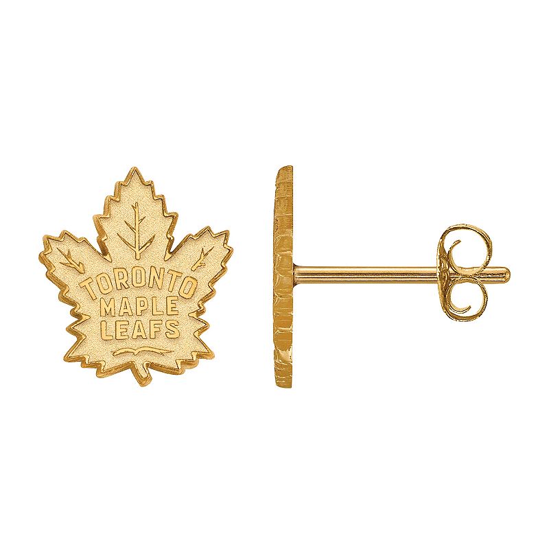 LogoArt Toronto Maple Leafs 10k Gold Mini Logo Stud Earrings, Womens, Yell
