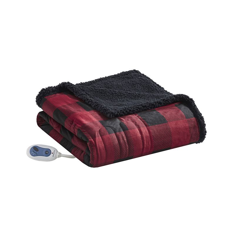 Woolrich Linden Luxurious Oversized Electric Heated Throw Blanket, Red