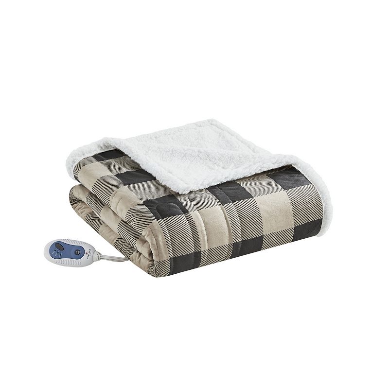 Woolrich Linden Luxurious Oversized Electric Heated Throw Blanket, Beig/Gre