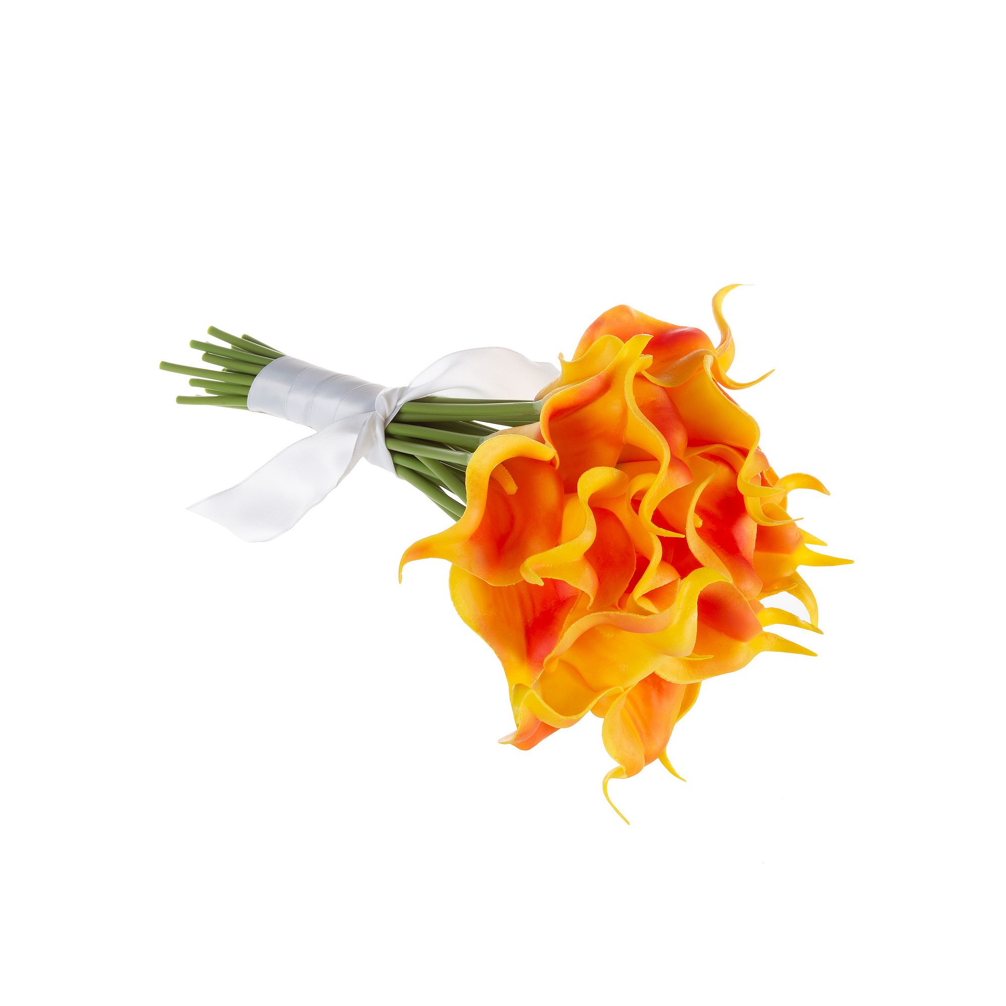Nature Spring Artificial Calla Lily Floral Arrangement Table Decor, Orange