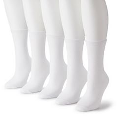 9 Pairs Women's Crew Socks Cotton Knit Soft Turn Cuff Socks