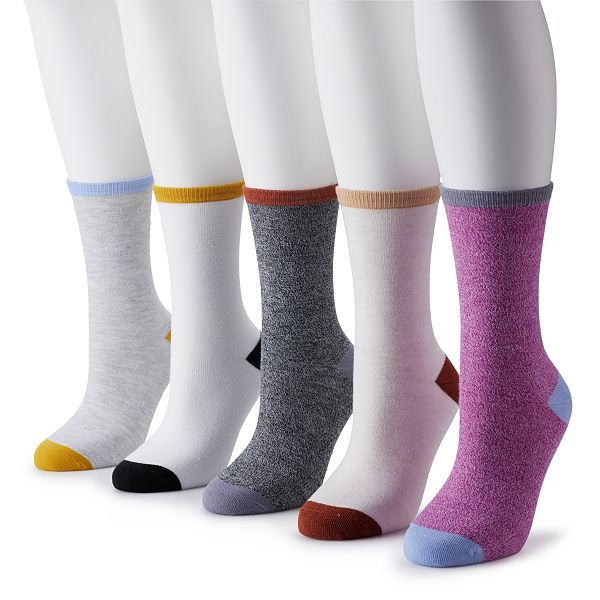 Women's Sonoma Goods For Life® 5-Pack Heel Toe Pop Crew Socks