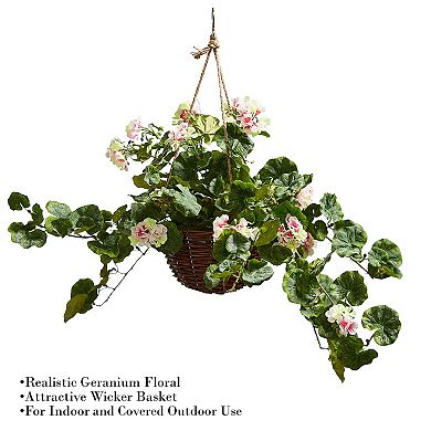 Nature Spring Artificial Geranium Plant Hanging Wall Decor