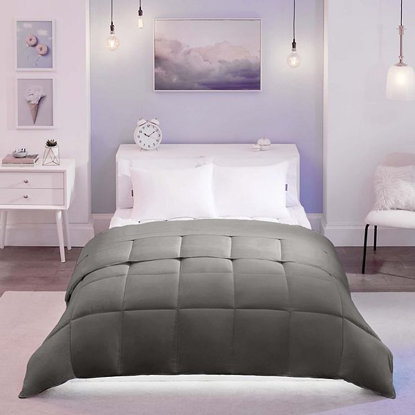 Full/Queen Down Alternative Comforter Charcoal - SO FLUFFY!: Hypoallergenic, Microfiber, Machine Washable