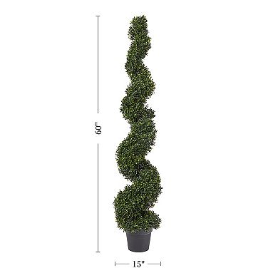 Nature Spring 5-ft. Spiral Artificial Boxwood Topiary Floor Decor