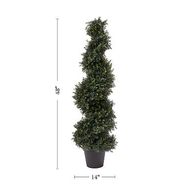 Nature Spring 4-ft. Artificial Spiral Cypress Topiary Floor Decor
