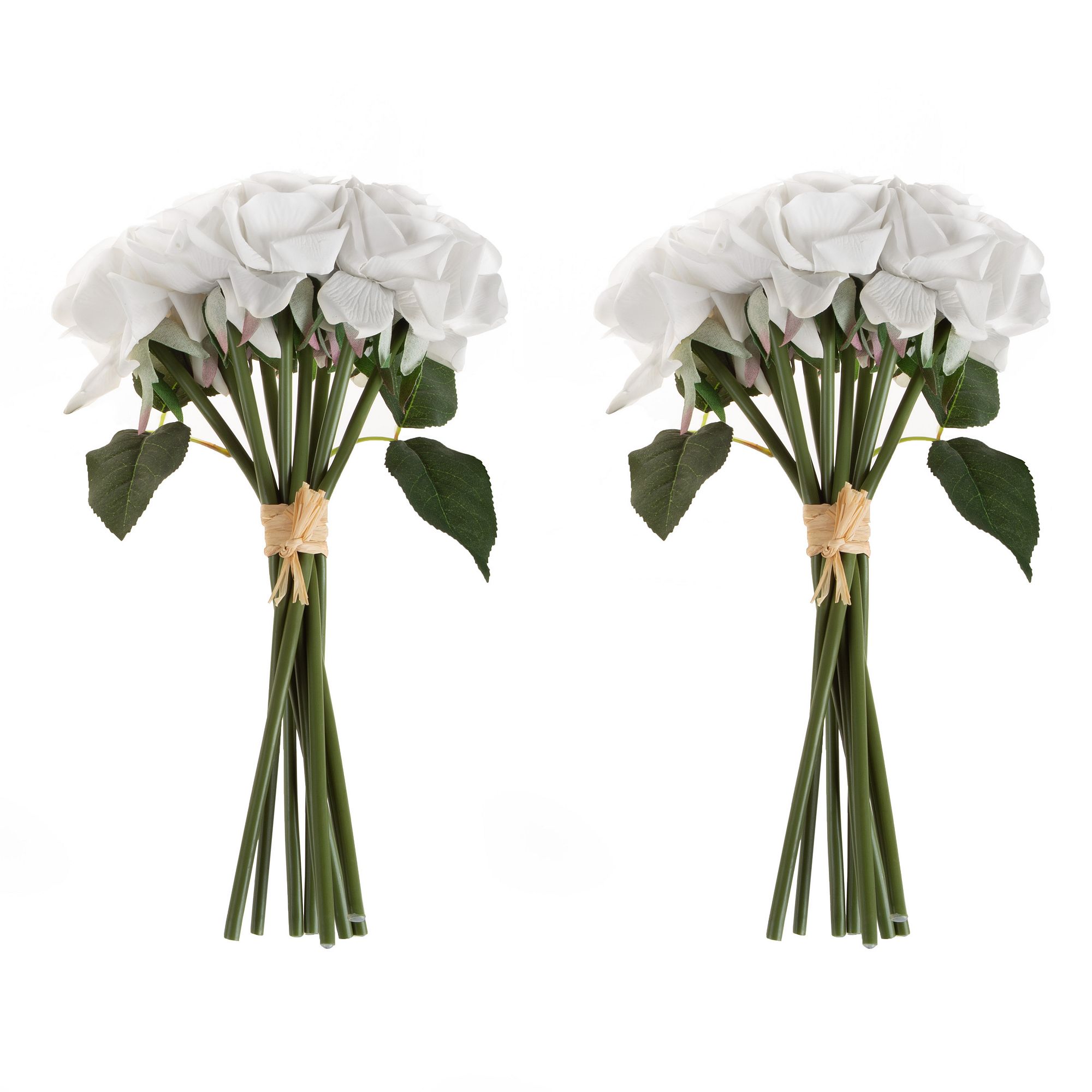 Nature Spring Artificial Rose Arrangement Table Decor, White