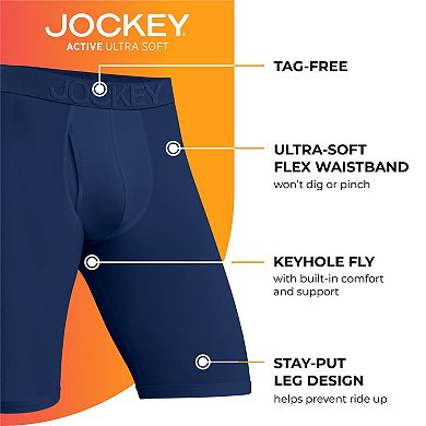 Men's Jockey® 3-pack Active Ultra-Soft Long-Leg Boxer Briefs