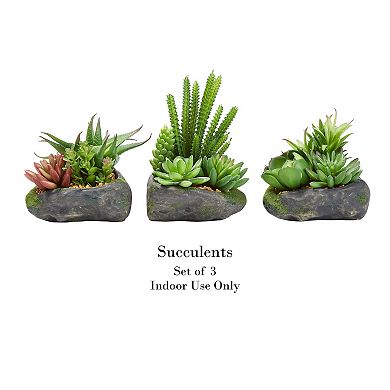 Nature Spring Artificial Succulent Plant Table Decor 3-piece Set