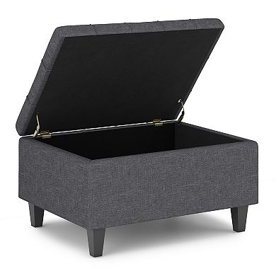 Simpli Home Harrison Transitional Small Coffee Table Storage Ottoman