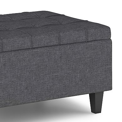 Simpli Home Harrison Transitional Small Coffee Table Storage Ottoman