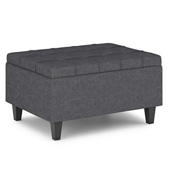 Simpli Home Harrison Transitional Small Coffee Table Storage Ottoman