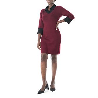 Women's Nina Leonard Georgette Mock-Layer Sweater Dress