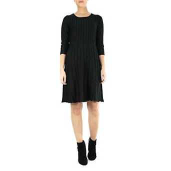 Women's Nina Leonard Ribbed Lurex Sweater Dress