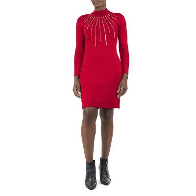 Women s Nina Leonard Studded Sweater Dress