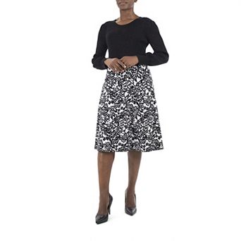 Women's Nina Leonard Balloon-Sleeve Sweater & Skirt Set