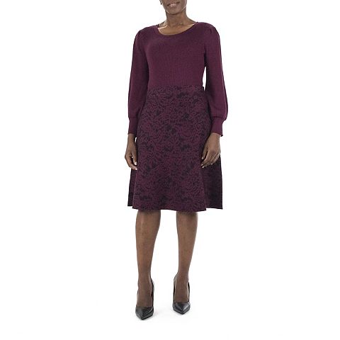 Женские платья Nina Leonard Women's Nina Leonard Balloon-Sleeve Sweater & Skirt Set
