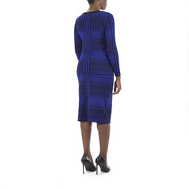 Women's Nina Leonard Striped-Jacquard Sweater & Midi Skirt Set