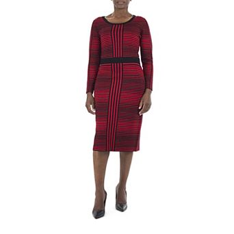 Women's Nina Leonard Striped-Jacquard Sweater & Midi Skirt Set