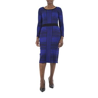 Women's Nina Leonard Striped-Jacquard Sweater & Midi Skirt Set