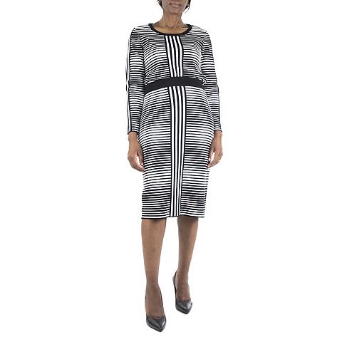 Женские платья Nina Leonard Women's Nina Leonard Striped-Jacquard Sweater & Midi Skirt Set