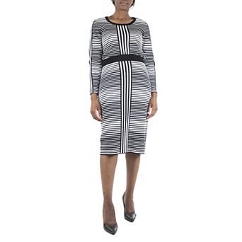 Women's Nina Leonard Striped-Jacquard Sweater & Midi Skirt Set
