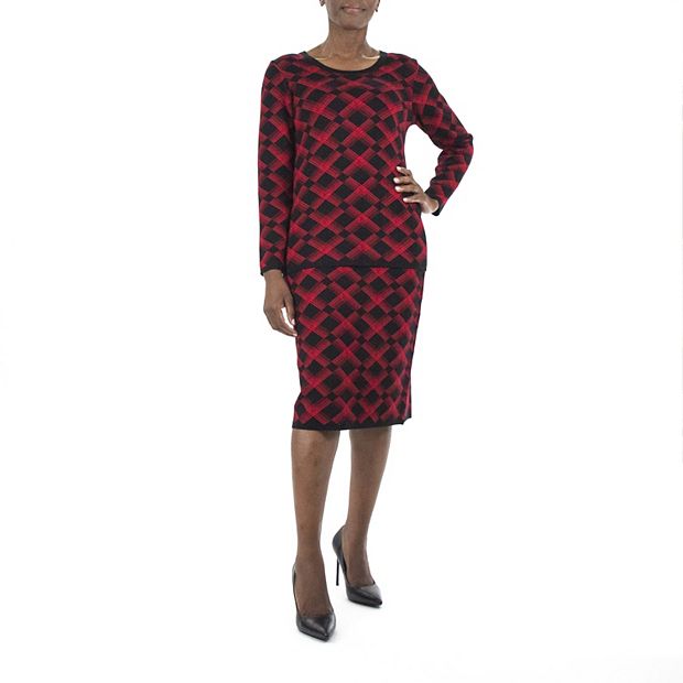 Women's Nina Leonard Jacquard Sweater & Pencil Skirt Set