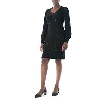 Women's Nina Leonard Sequin Sweater Dress