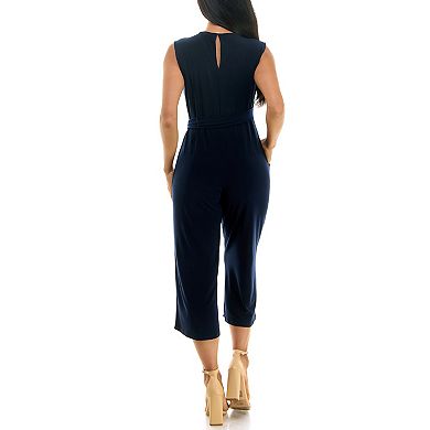 Women's Nina Leonard Sleeveless Culottes Jumpsuit