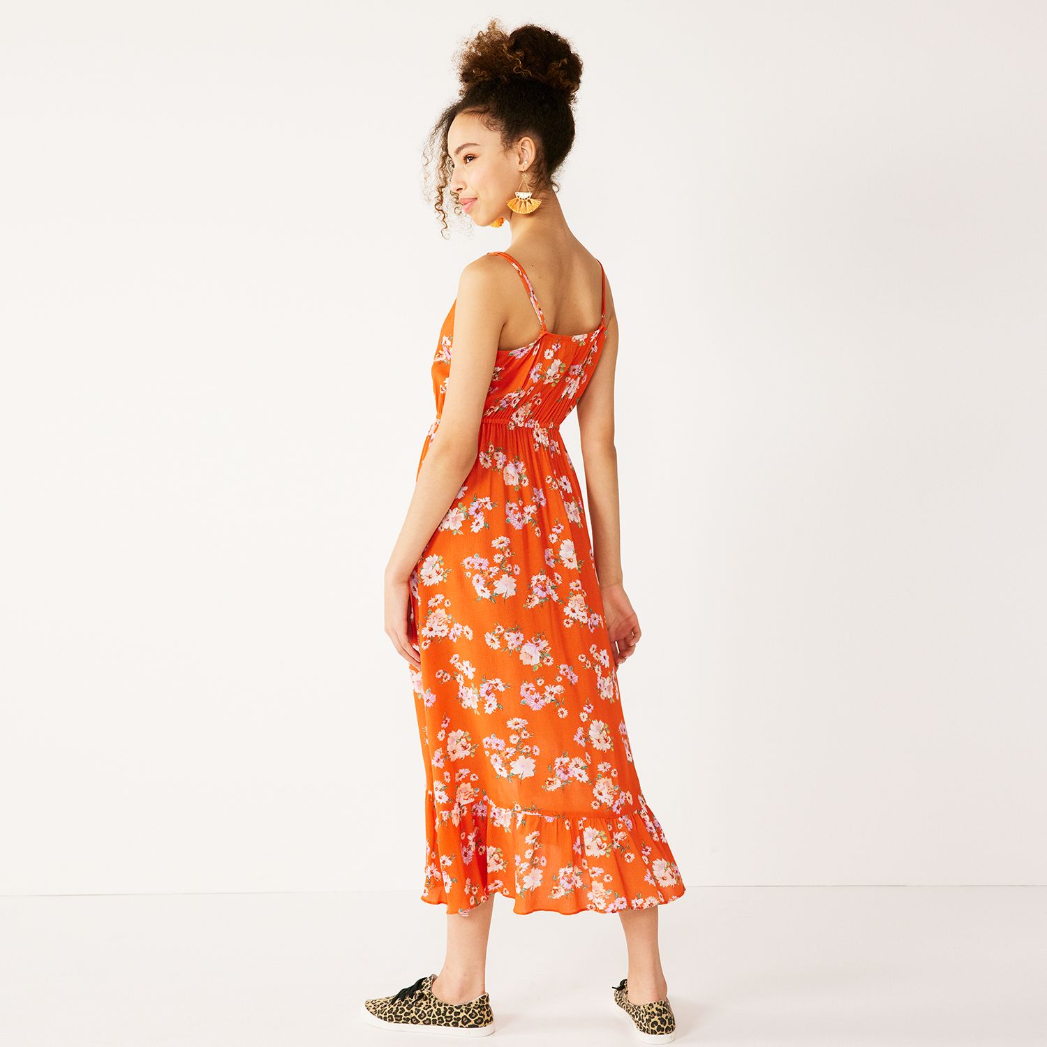 Juniors' Rewind Button Front High-Low Maxi Dress